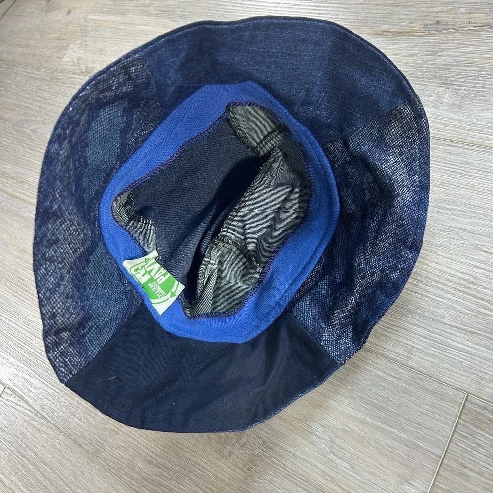 Re Worked/Re Paved Polo Ralph Lauren Bear Denim Patchwork Bucket Hat Size M/L